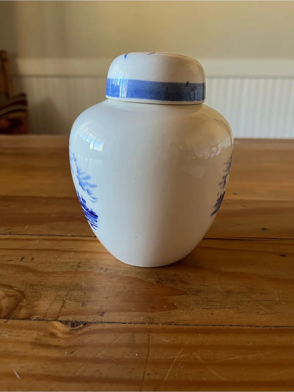 Vintage Hand Painted Windmill Jar w/Lid